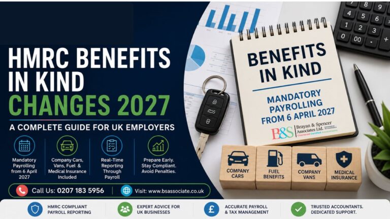 Employer reviewing HMRC mandatory payrolling of Benefits in Kind guidance for 2027 payroll compliance in the UK.