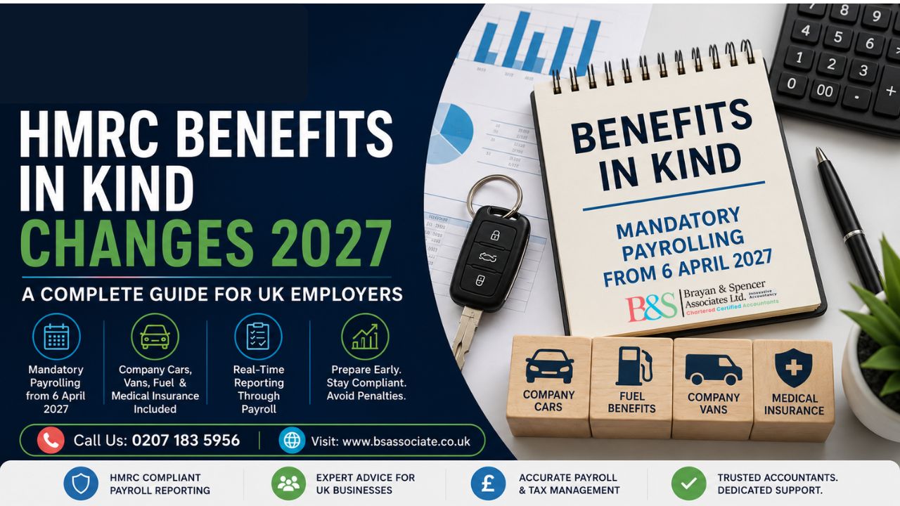 Employer reviewing HMRC mandatory payrolling of Benefits in Kind guidance for 2027 payroll compliance in the UK.
