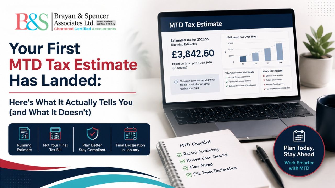MTD tax estimate shown in accounting software after a quarterly update submission