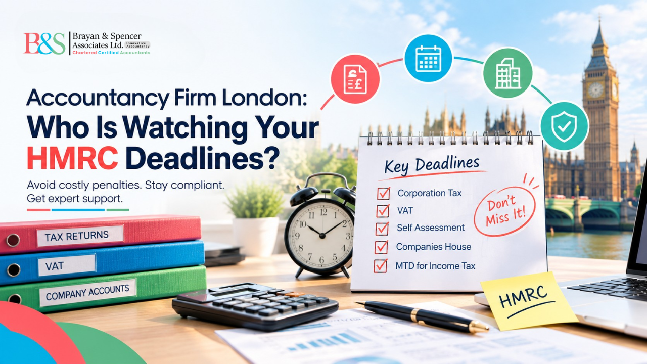 Accountancy Firm London team reviewing HMRC deadlines with a business owner